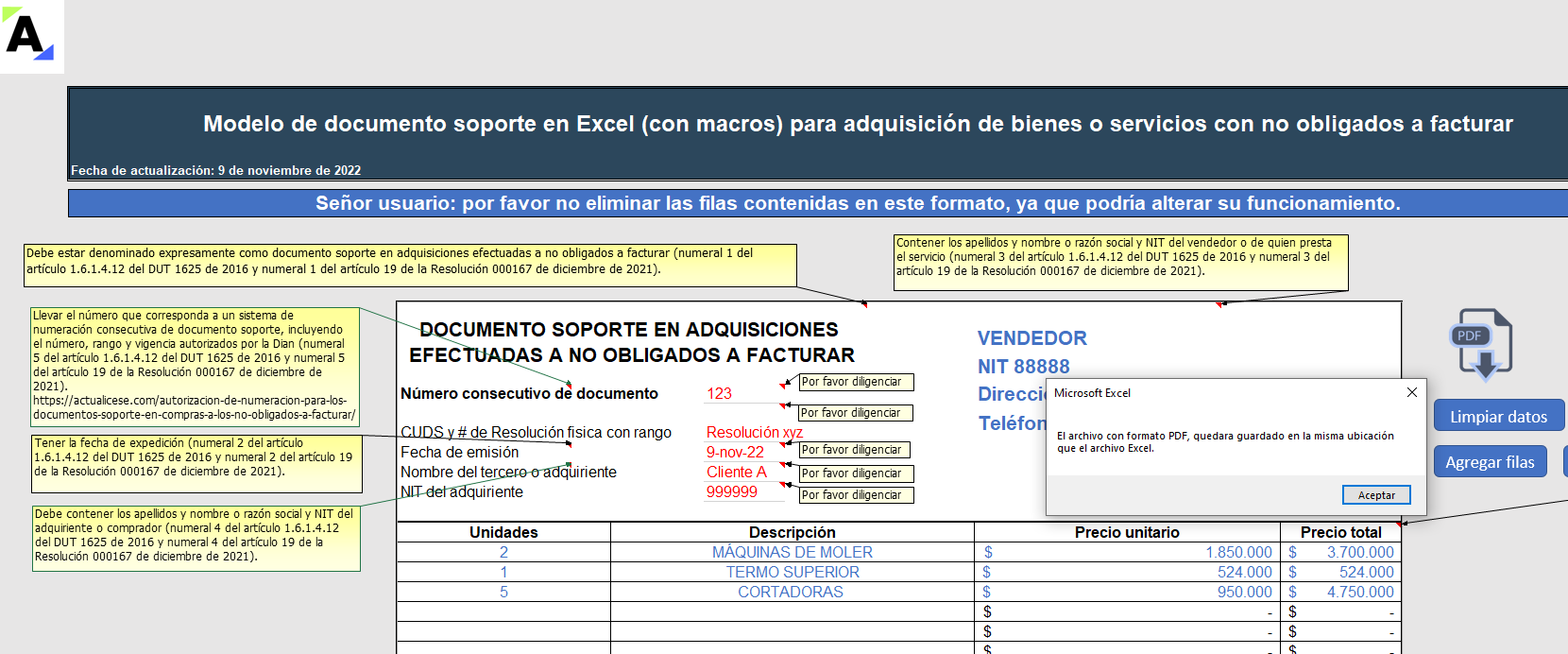 Documento Soporte Para Operaciones Con No Obligados A Facturar