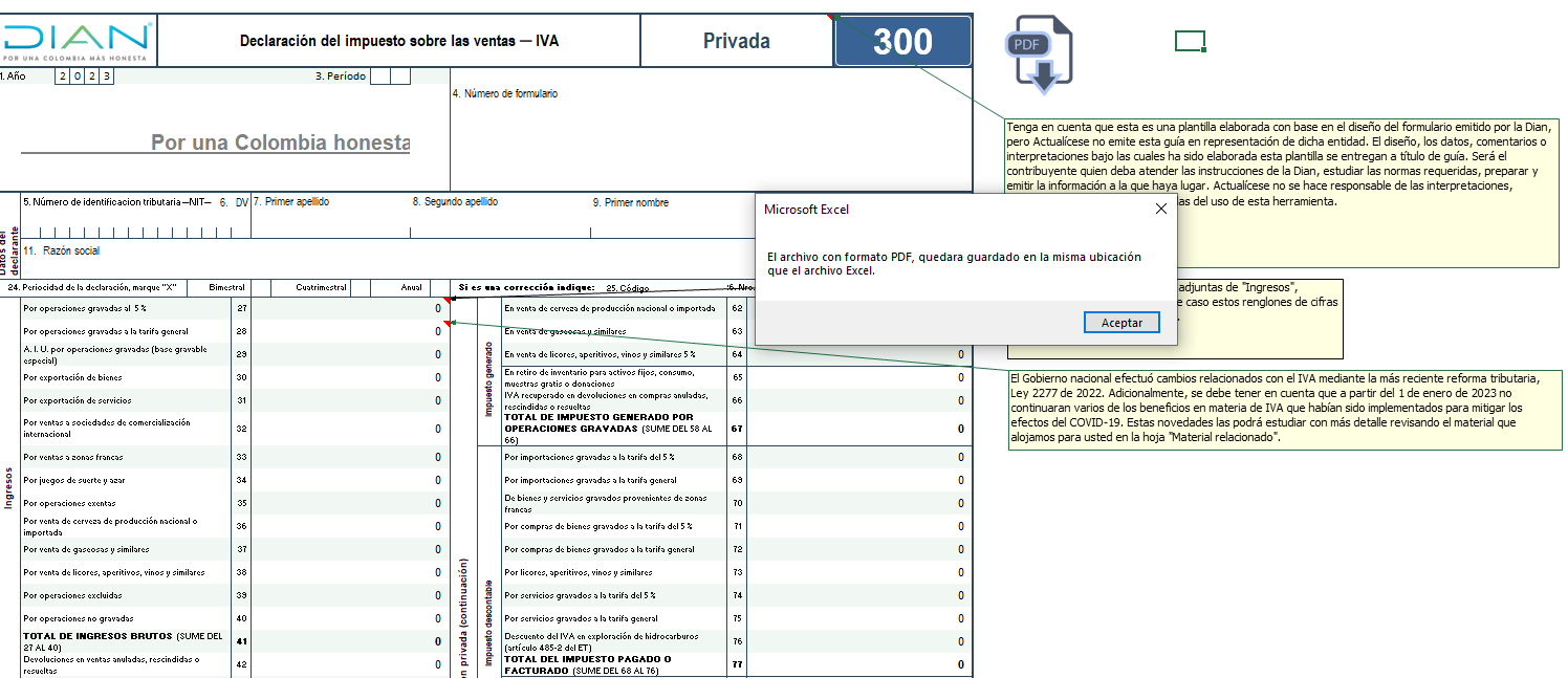 Plantilla Para Elaborar El Formulario 300 Para Las Declaraciones Del