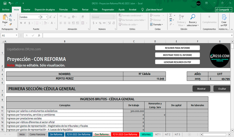 Liquidador de proyección de impuesto de renta renta personas naturales AG 2025