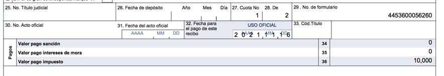 Detalle del recibo de pago 490