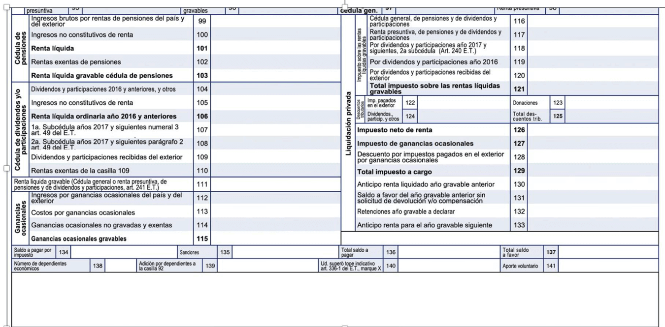 Costos y gastos en declaración 