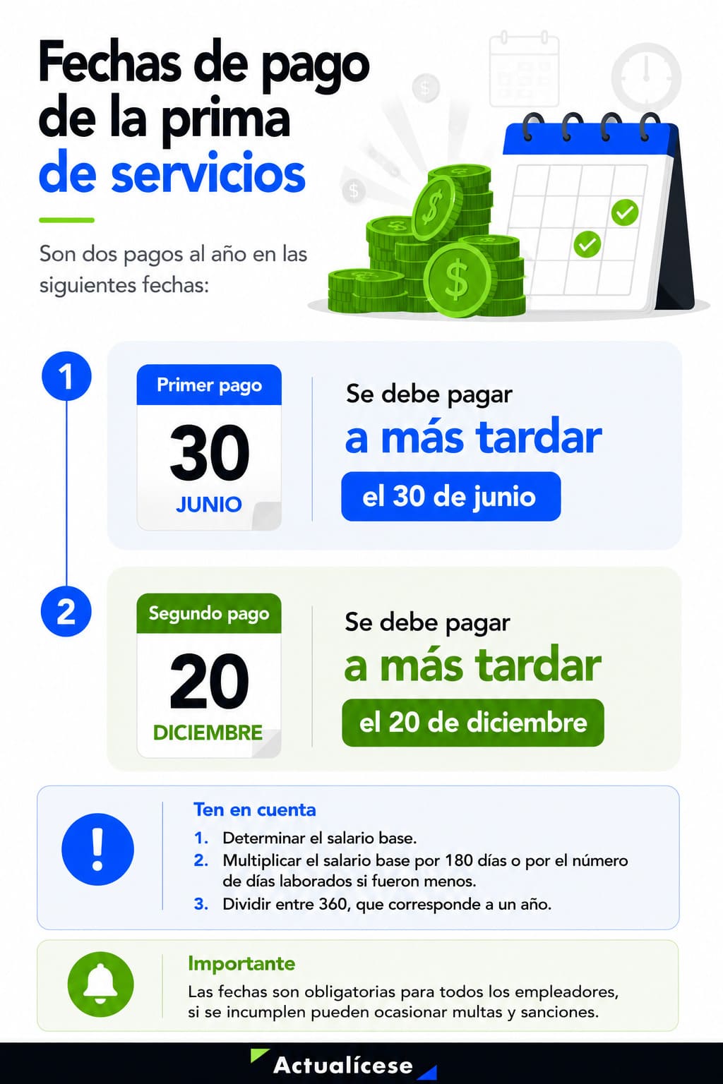 Prima de servicios en Colombia: cálculo y fechas de pago