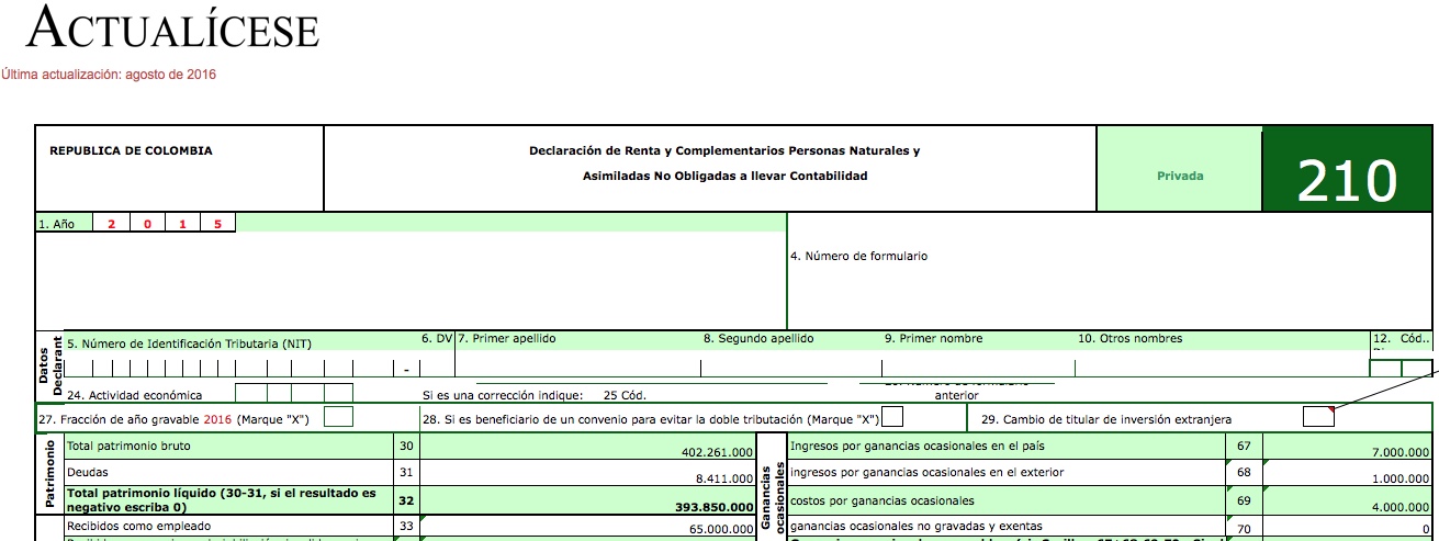 [ORO] Formularios 210 y 230 con anexos para la declaración de renta de personas naturales año gravable 2015