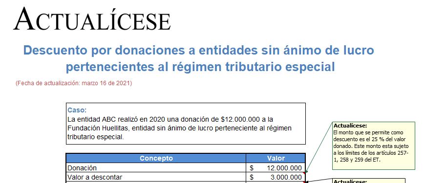 Simulador de casos de descuentos y donaciones especiales: conciliación contable y tributaria