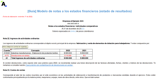 Modelo De Notas A Los Estados Financieros Actualícese 4692