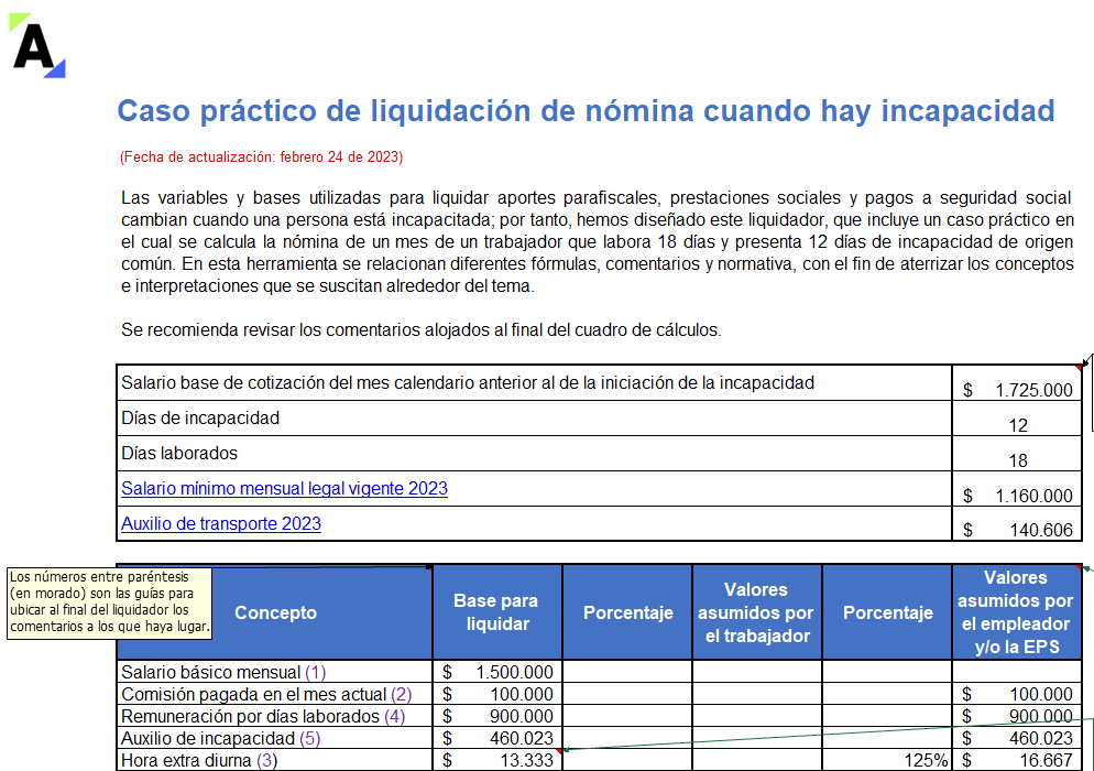 Caso Práctico De Liquidación De Nómina Cuando Hay Incapacidad Actualícese 1669