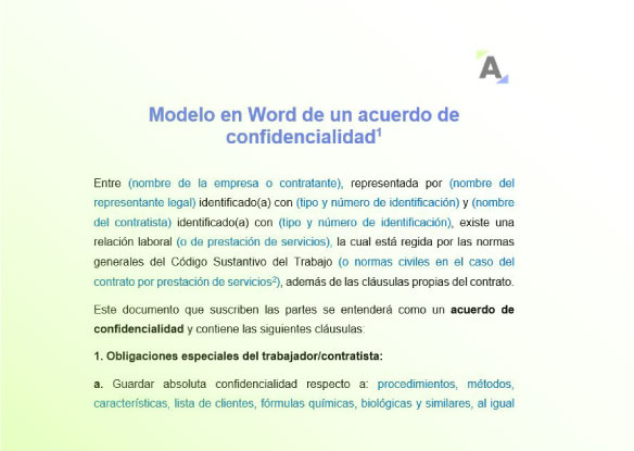 acuerdo de confidencialidad