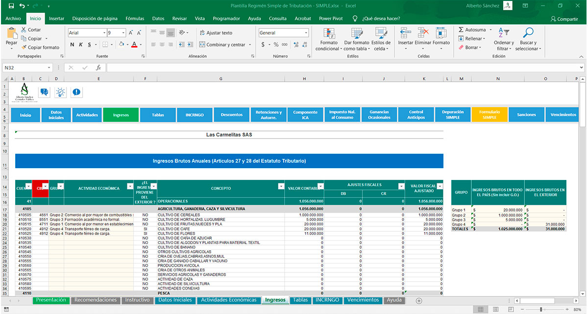 Excel Para La Declaración Anual Del Régimen Simple De Tributación Año ...