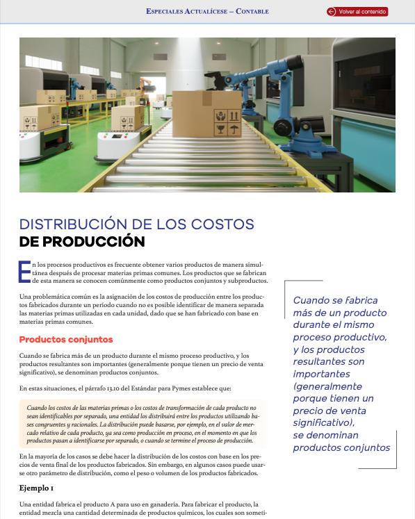 Distribucción de los costos de producción inventarios