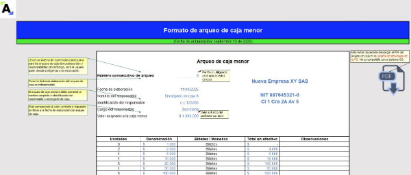 Va25-formato-de-arqueo-de-caja-menor | Actualícese créditos bancarios