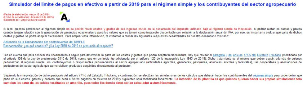 Simulador del límite de pagos en efectivo