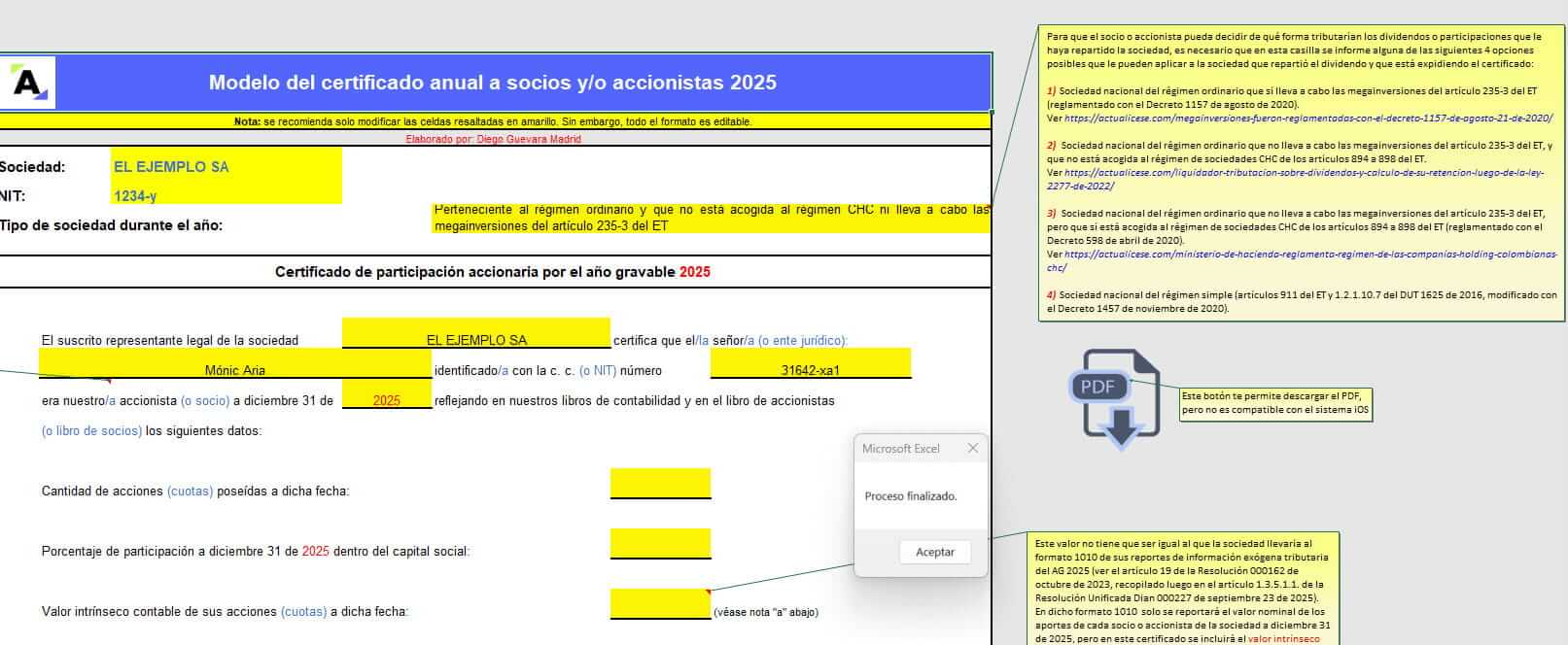 certificado anual a socios