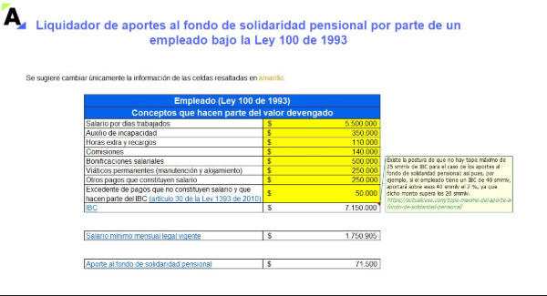 Liquidador de aportes al fondo de solidaridad pensional por parte de un empleado