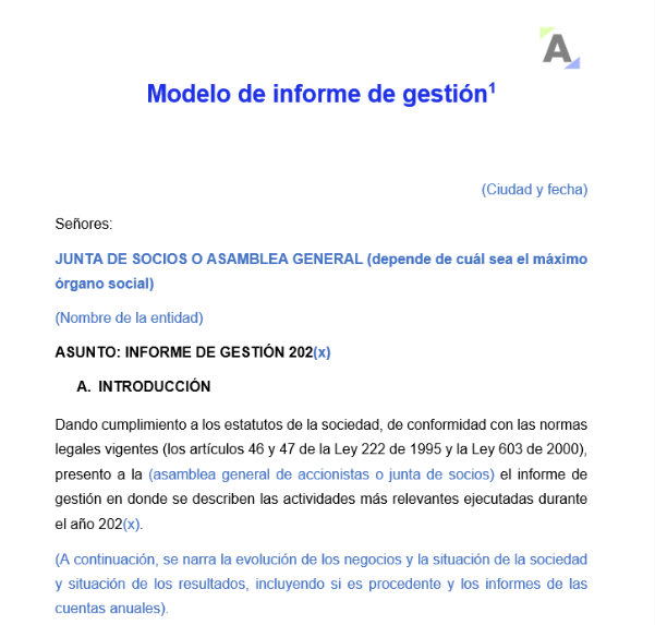 Modelo de informe de gestión