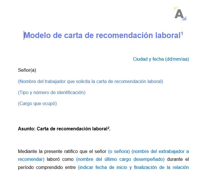 Carta de recomendación laboral