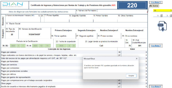 [Liquidador] Certificado de ingresos y retenciones: plantilla del formulario 220 y del formato 2276 AG 2025